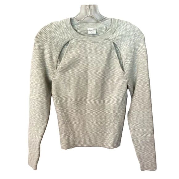 ABERCROMBIE & FITCH SIZE LARGE SPACE DYE COLLARBONE CUTOUT RIBBED SWEATER - Picture 1 of 7